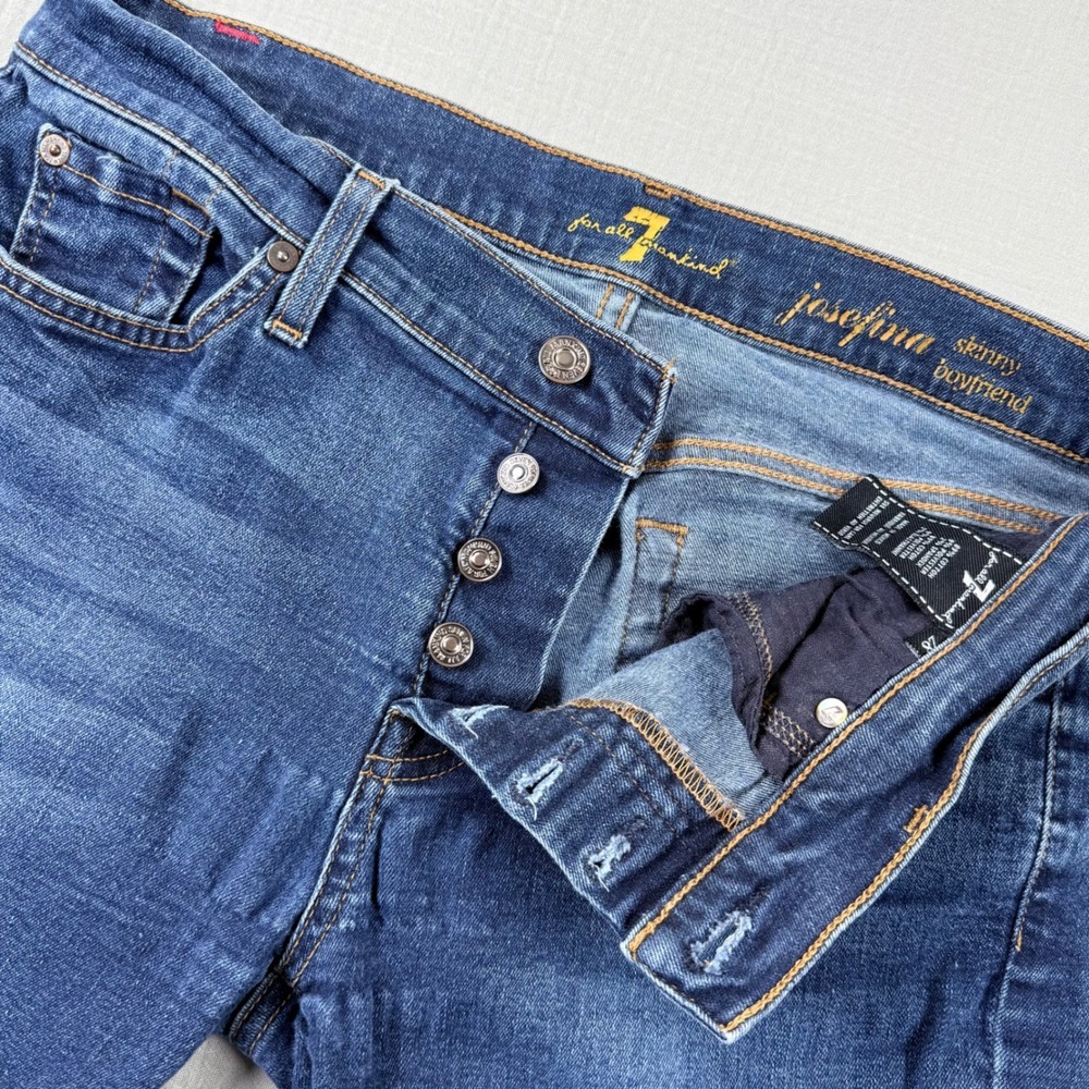 7 For All Mankind Josefina Skinny Boyfriend Jeans Women Size 28 Button Fly 29x29